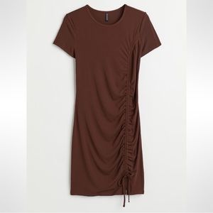 H&M Brown Drawstring Bodycon Dress